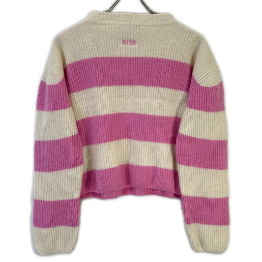 MSGM エムエスジーエム 3141MDM120 ピンク×ホワイト ボーダーニット トップス