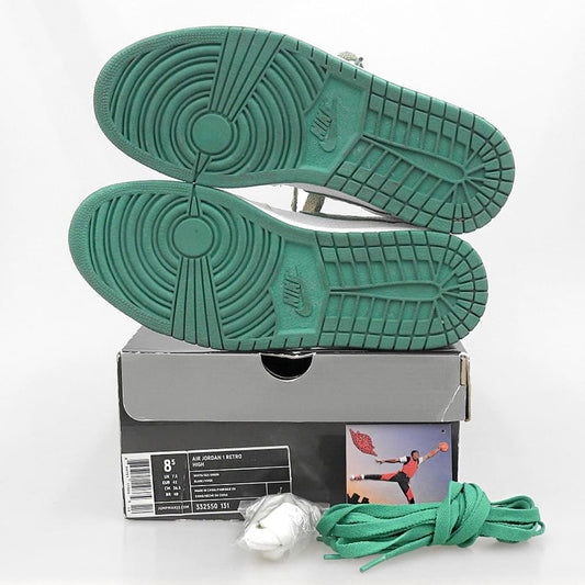 NIKE ナイキ エア ジョーダン レトロ ハイ スニーカー シューズ メンズ ホワイト×グリーン 26.5cm 332550-131 シューズ