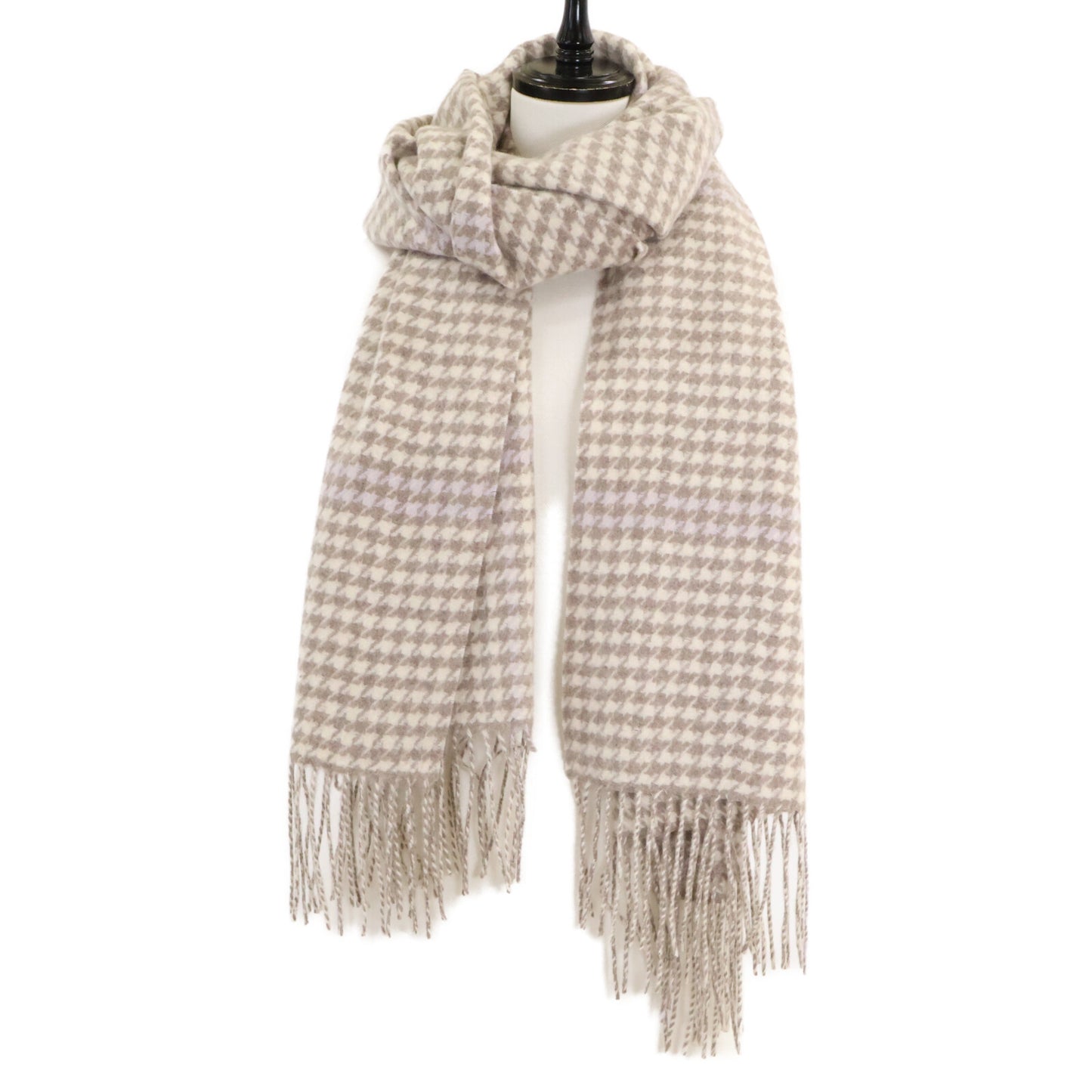 theory luxe Theory Luxe 【Excellent condition】03-3360986 Houndstooth cashmere fringe stole