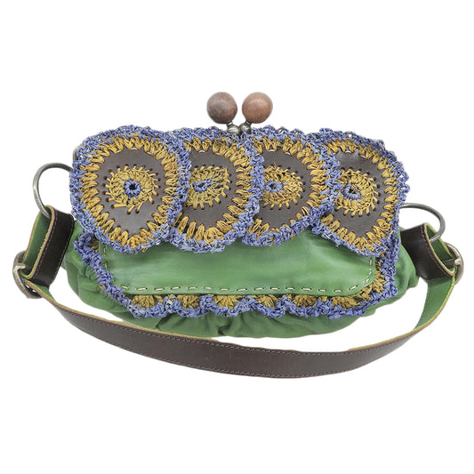 JAMIN PUECH ジャマンピュエッシュ 刺繍 パッチワーク がまぐち バッグ ハンドバッグ レディース グリーン系 ハンドバッグ