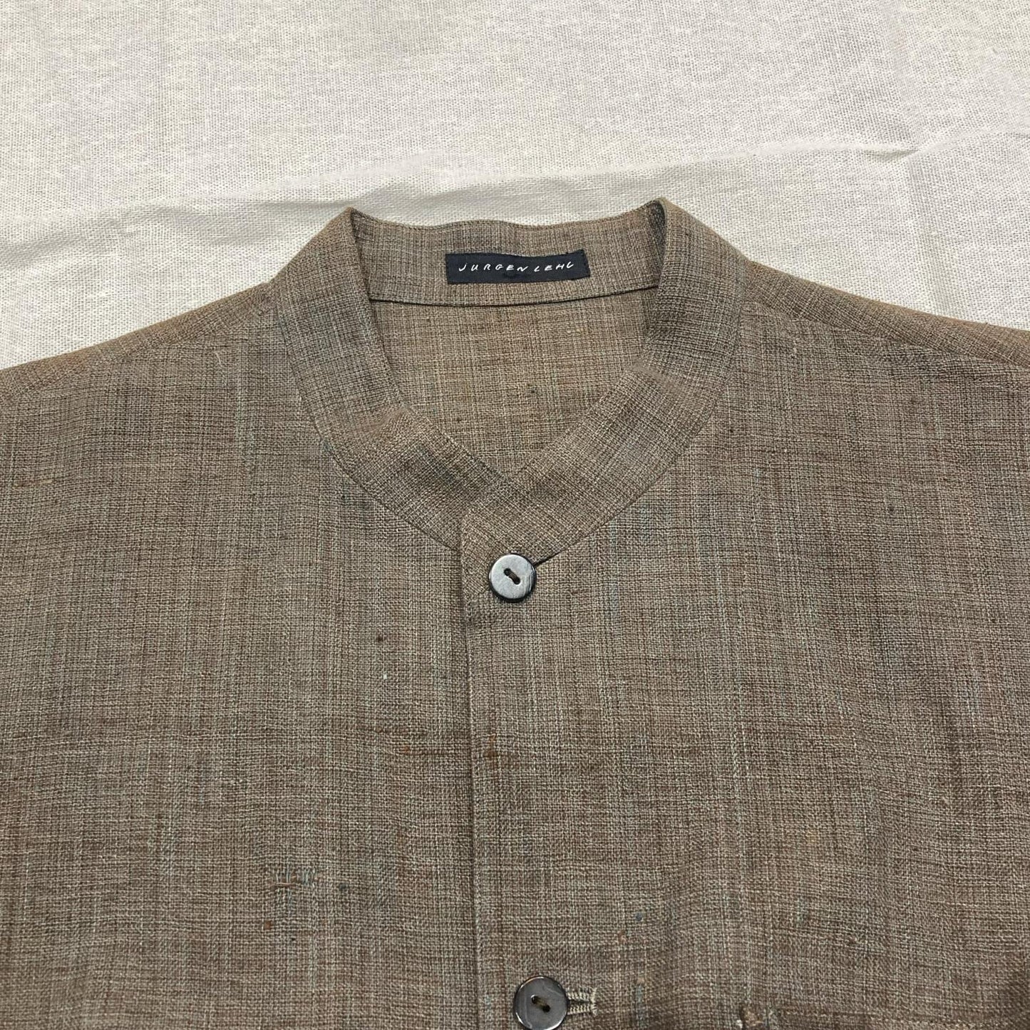 JURGEN LEHL ヨーガンレール ブラウン コットン100 スタンドカラー L/S シャツ トップス