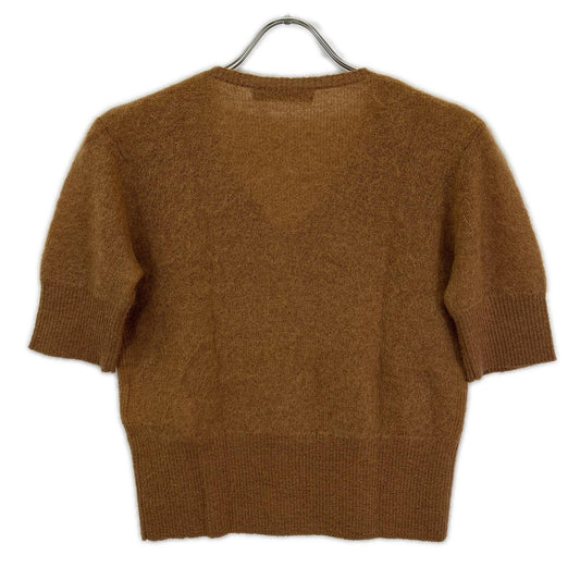 MAXMARA STUDIO マックスマーラスタジオ 63660729 6 75 ブラウン スパンコール モヘア Vネック 半袖ニット トップス
