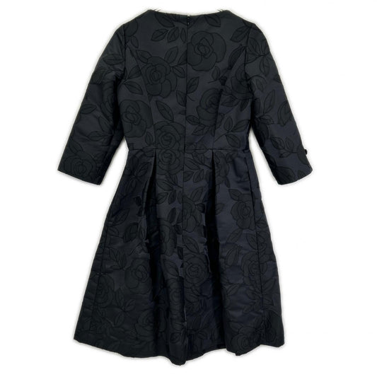 M'S GRACY M's Gracy 2023 Black chambray jacquard rose dress dress