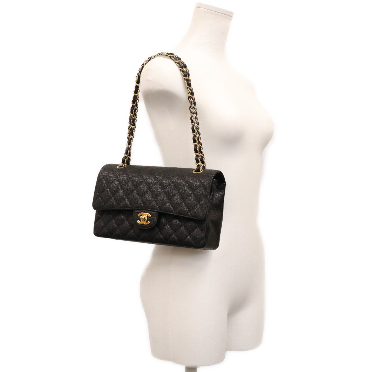 CHANEL シャネル 13番台 A01112 黒 キャビア 内黒 ゴールド金具 マトラッセ25 ショルダーバッグ ショルダーバッグ