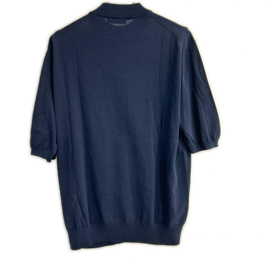 ZANONE ザノーネ 810118 ZY318 ネイビー ハイゲージ コットンクレープ モックネック 半袖 ニットTシャツ トップス