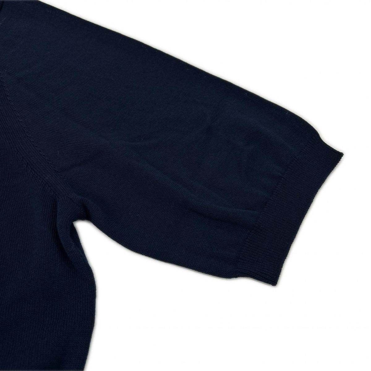 ZANONE ザノーネ 810118 ZY318 ネイビー ハイゲージ コットンクレープ モックネック 半袖 ニットTシャツ トップス