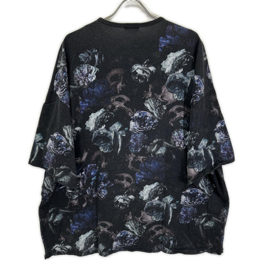LAD MUSICIAN ラッドミュージシャン 21AW 2220-721 ブラック スカル×花柄 半袖 Tシャツ トップス