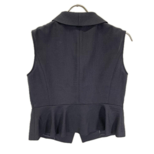 ANAYI 2026 Black dry slub collared gilet Vest