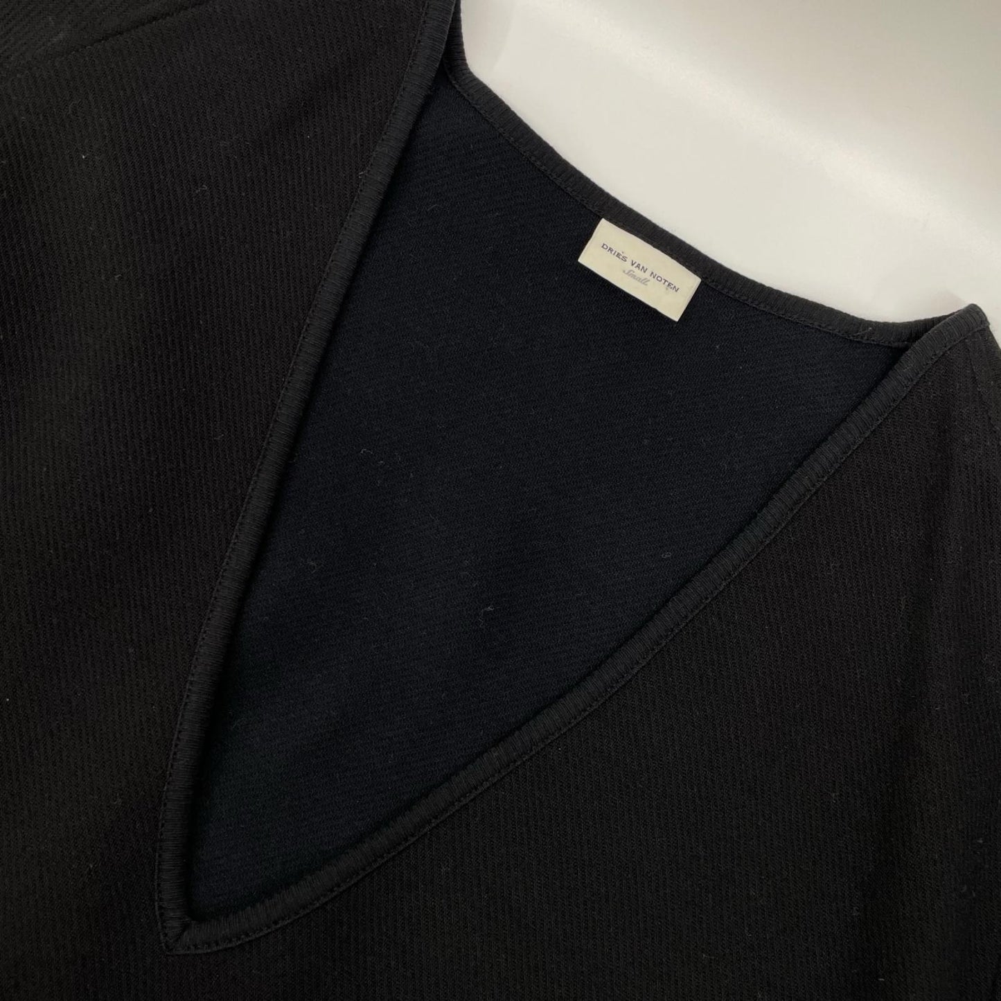 DRIES VAN NOTEN ドリスヴァンノッテン ブラック ディープVネック コットンウールニットプルオーバー トップス