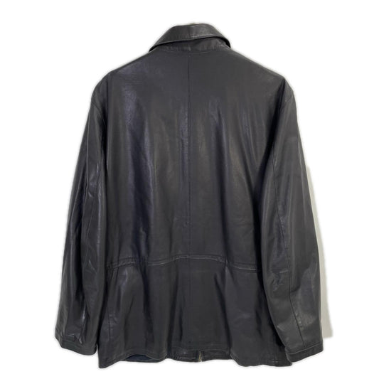 Z Zegna ジーゼニア ブラック レザー シングルライダースジャケット ジャケット
