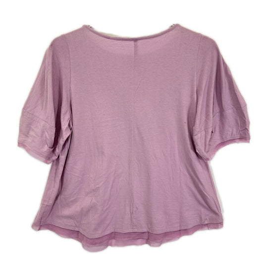 SENSO-UNICO センソユニコ 14118341 ピンク コットン ドッグプリント レース Tシャツ トップス