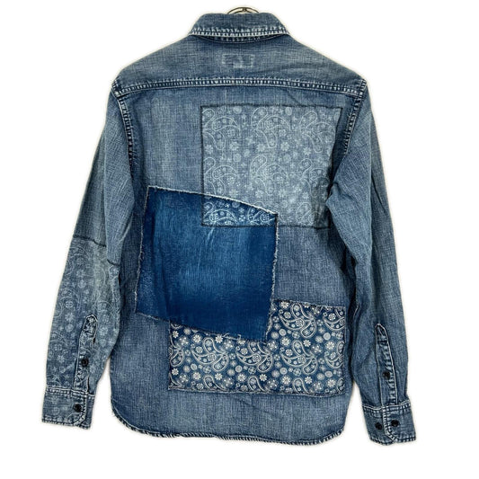 JAPAN BLUE JEANS ジャパンブルージーンズ インディゴ パッチワーク リメイク デニムシャツ トップス