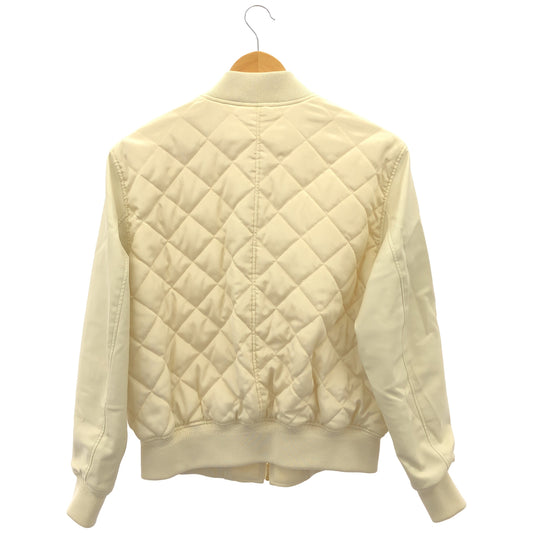 BEIGE ベイジ ホワイト キルティング×フェイクレザー 切替 ブルゾン トップス