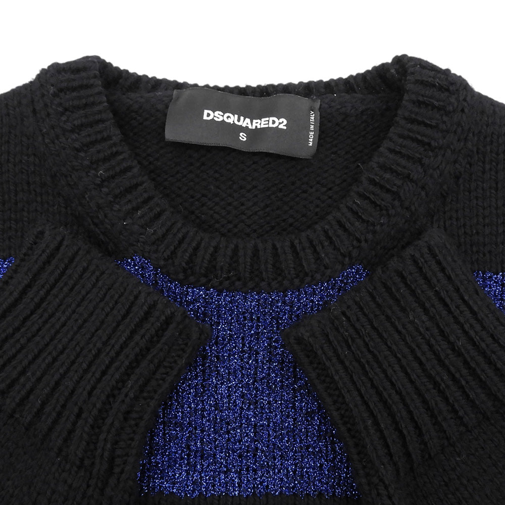 DSQUARED2 ディースクエアード ボーダー 長袖 ニット トップス メンズ ブラック×ブルー S S71HA0715 トップス