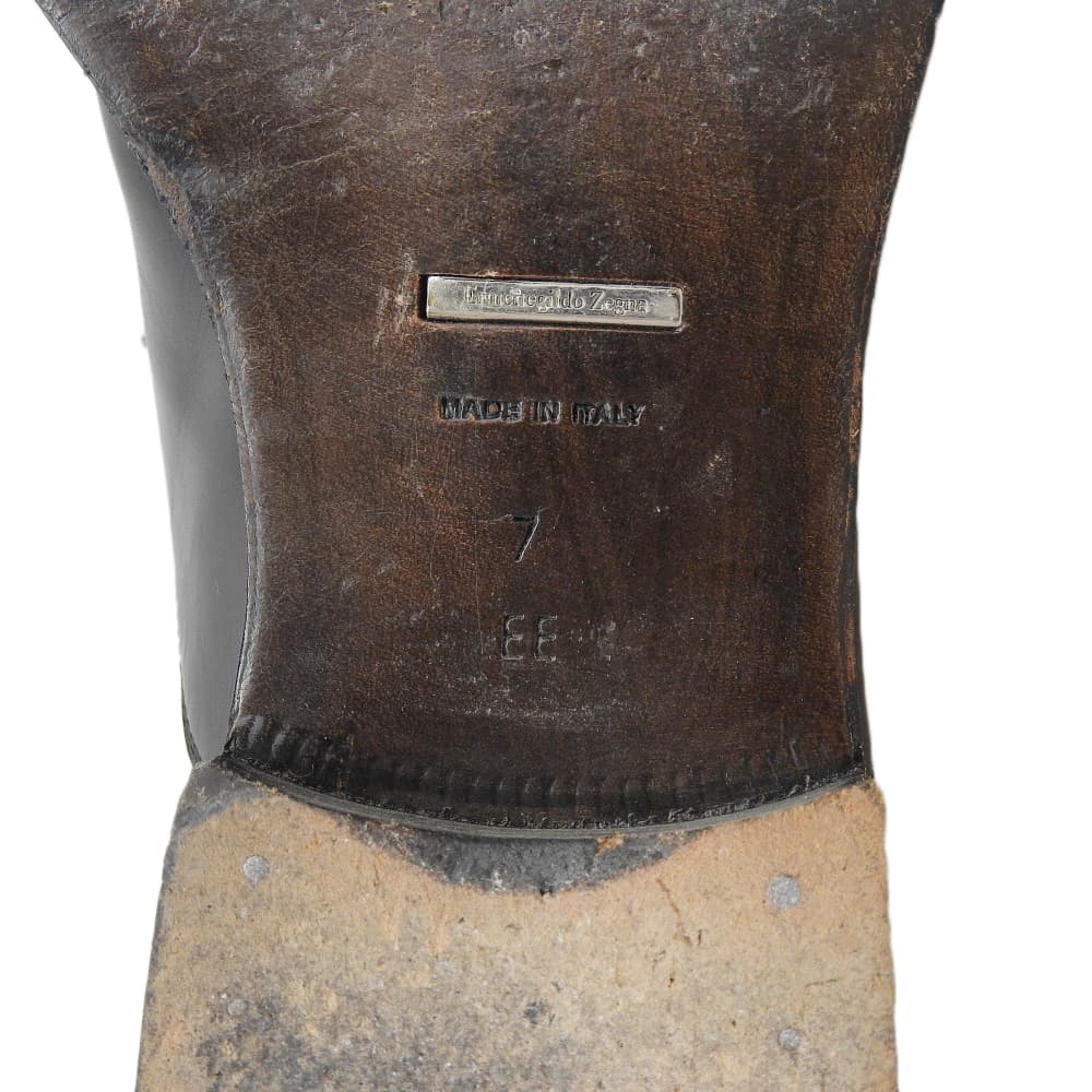 Ermenegildo Zegna エルメネジルドゼニア 美品 ストレートチップ ビジネス ドレス シューズ メンズ ブラック 7E2 シューズ 7E2