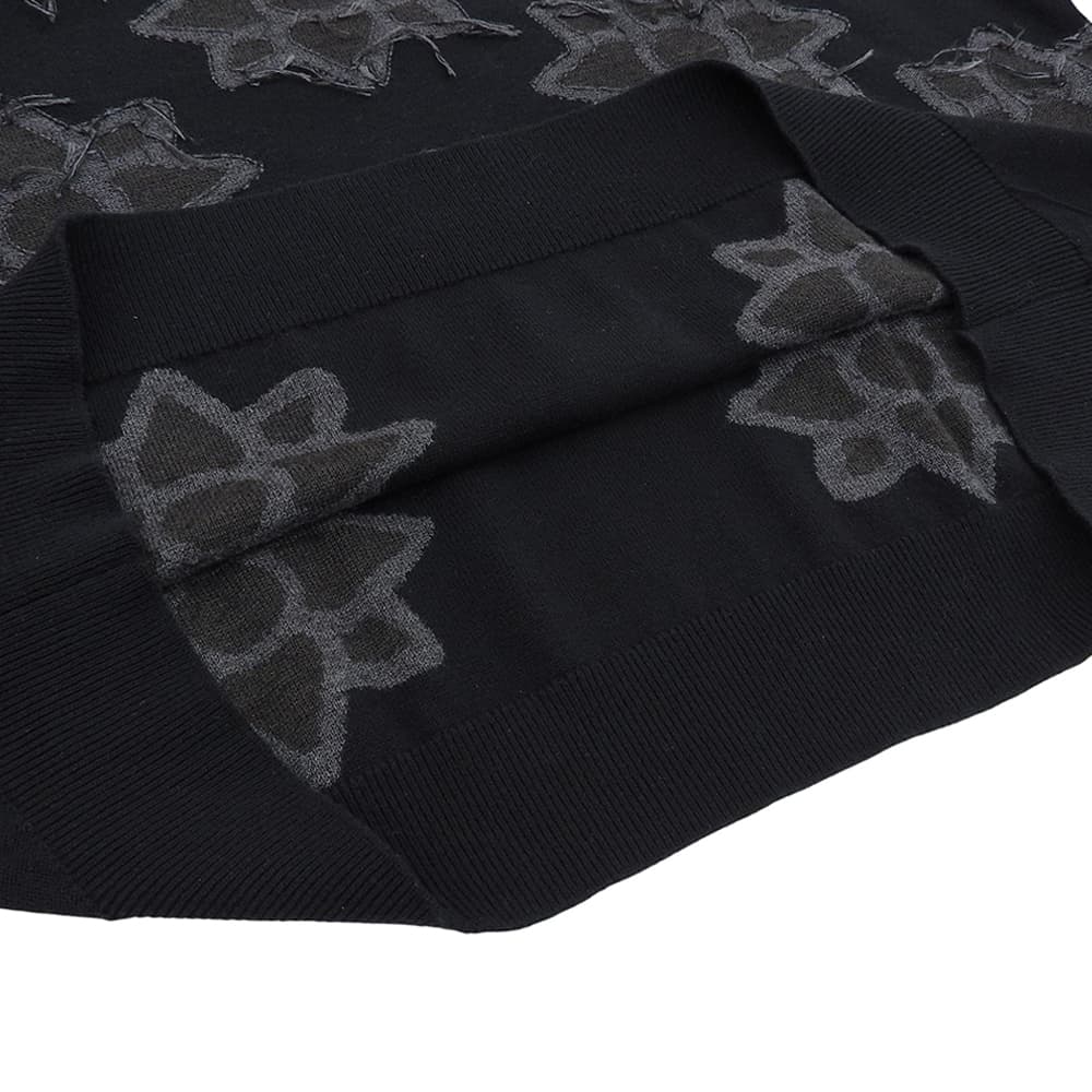 MAISON SPECIAL メゾンスペシャル 美品 Prime-Over Flower Pigment Dyed Intarsia Knit Pullover トップス ブラック×グレー 11251361203 トップス 2