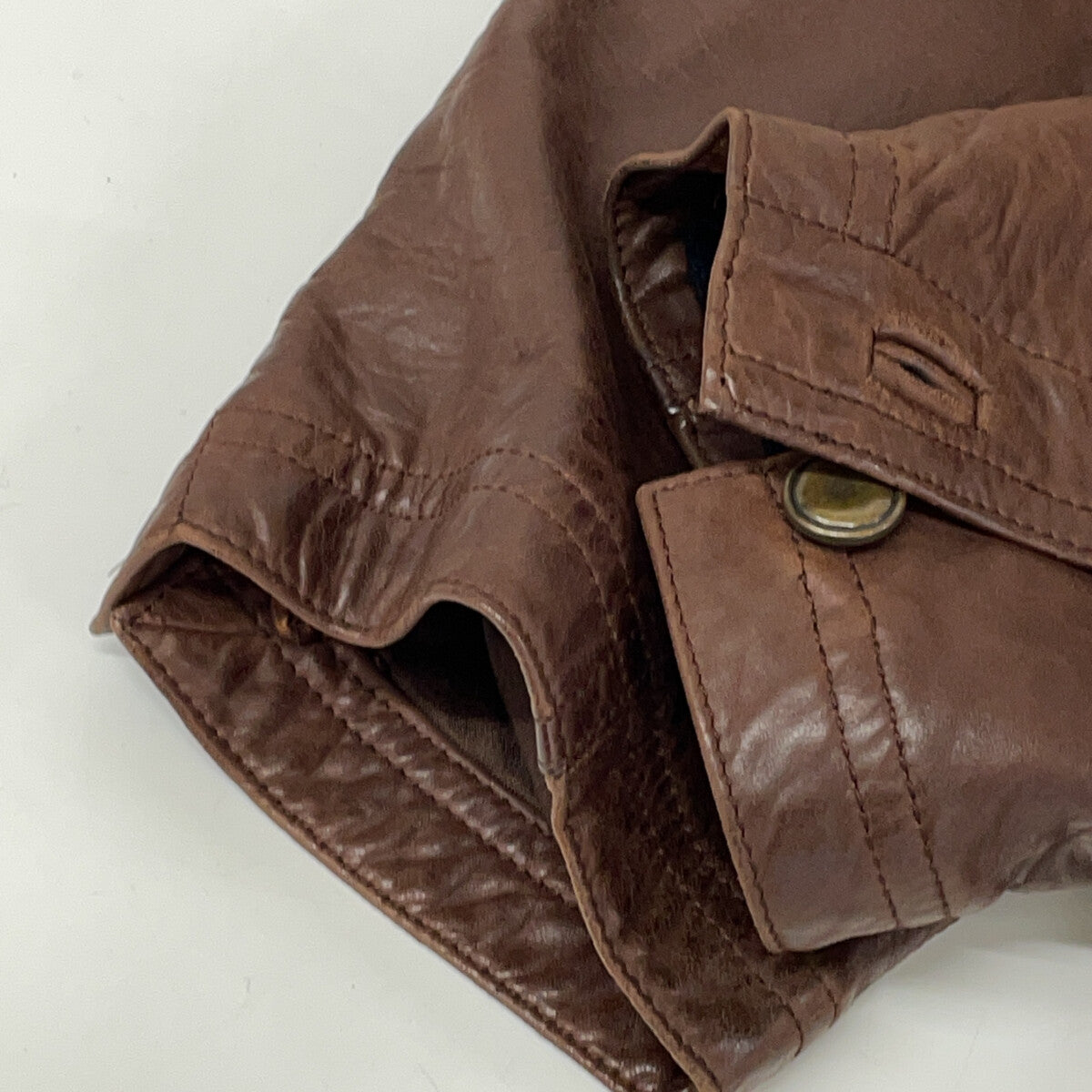 GIMO'S Brown Leather Car Coat with Liner
