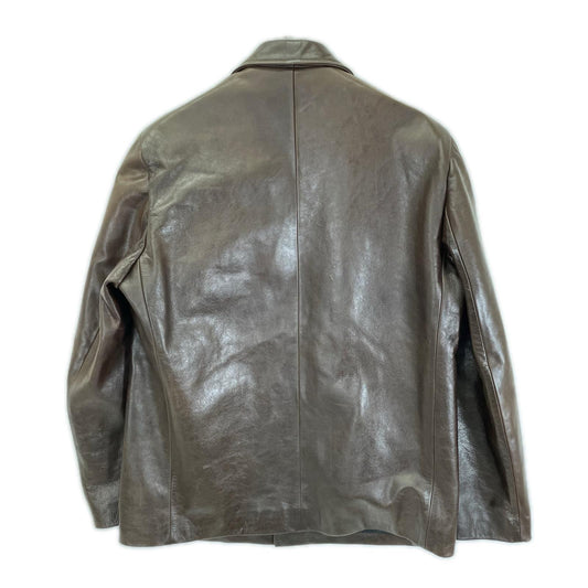agnes b アニエスベー HOMME フランス製 ブラウン レザーテーラードジャケット ジャケット