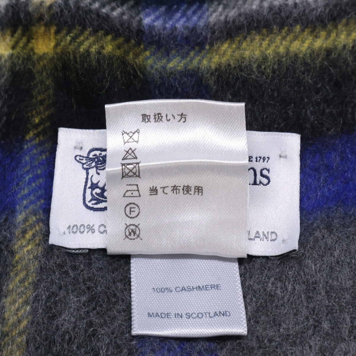 Johnstons ジョンストンズ 【新品同様】タータンチェック カシミヤ フリンジ ストール