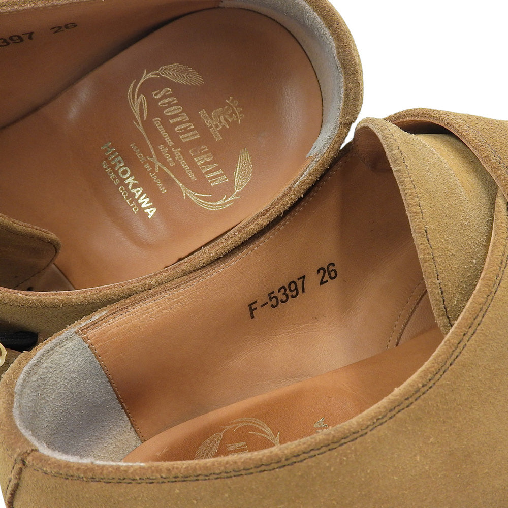 SCOTCH GRAIN スコッチグレイン 美品 シングルモンク スエード プレーントゥシューズ メンズ ベージュ系 5397 シューズ