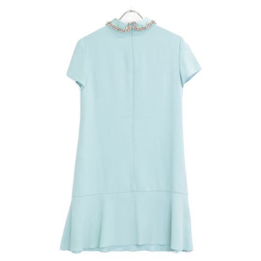RED VALENTINO 华伦天奴 SR3VAH020F1 绿色系 衣领 宝石 连衣裙 连衣裙