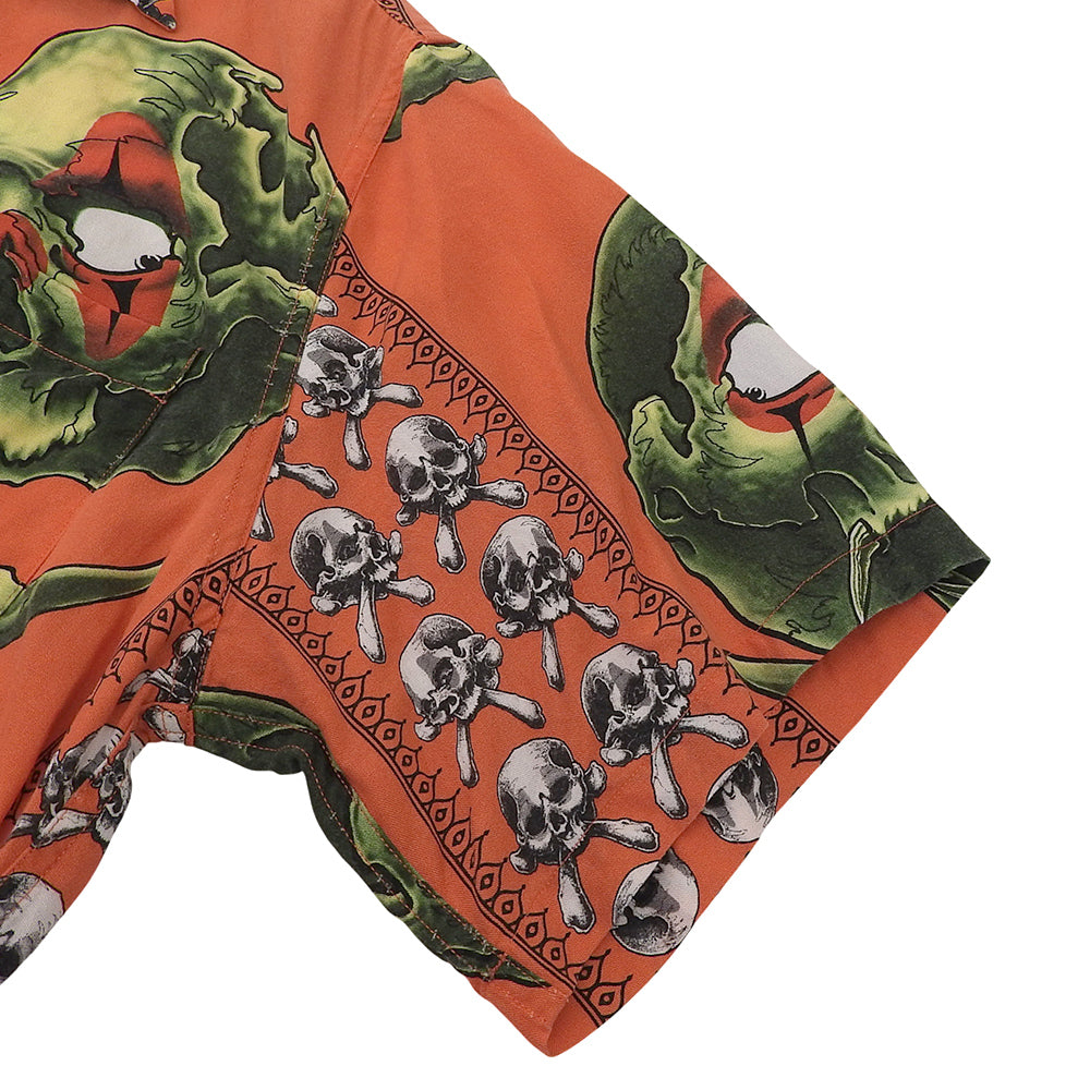 WACKO MARIA 美品 56 TATTOO STUDIO S/S 夏威夷衬衫 男士 橙色 M 21SS 上衣
