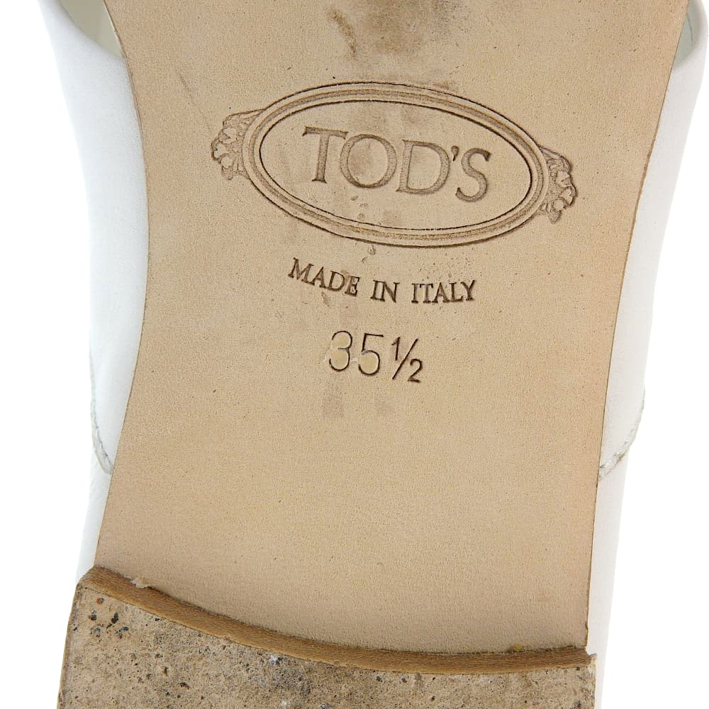 TOD'S トッズ 美品 レザー フラットサンダル レディース アイボリー 35 1/2 シューズ 35 1/2