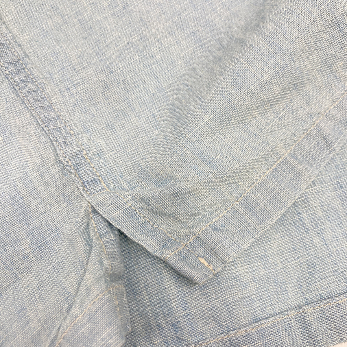 【SALE】 RRL Double RL Light Blue Cotton-Linen Open-Collar Short-Sleeve Shirt Top