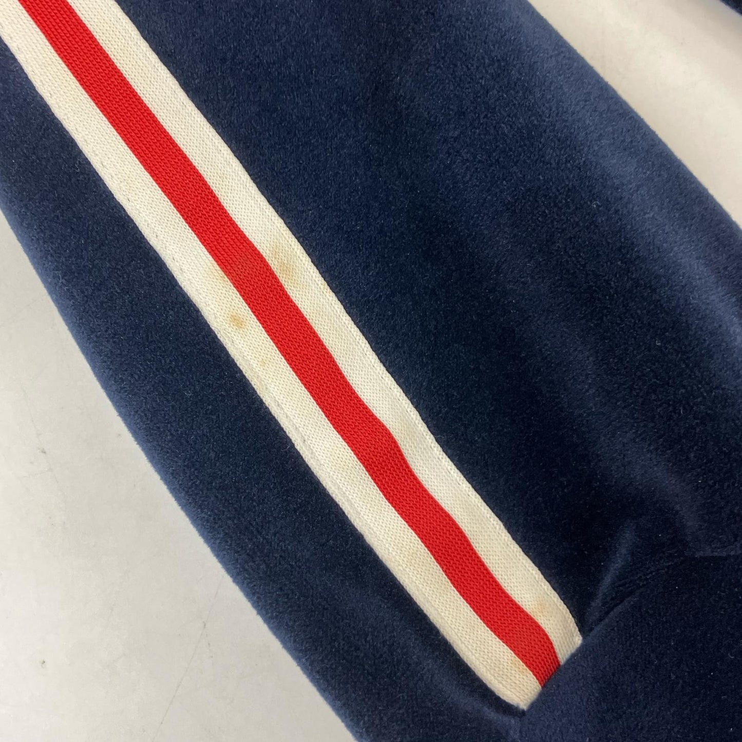 Champion 冠军 藏青色 侧边条纹 天鹅绒 拉链连帽衫 夹克 M