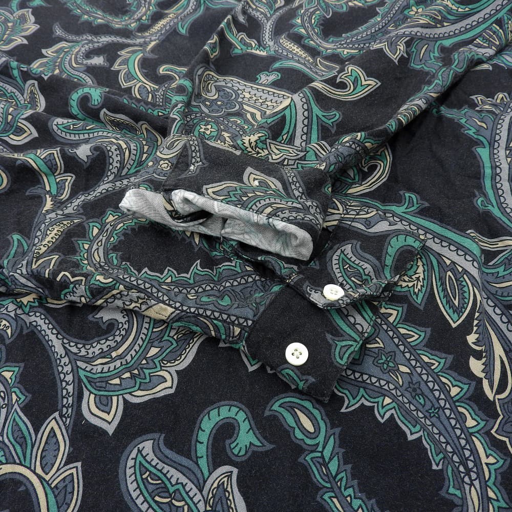 TIGHTBOOTH タイトブース PAISLEY L/S OPEN SHIRT トップス メンズ ブラック×グリーン L FW22-S02 トップス L