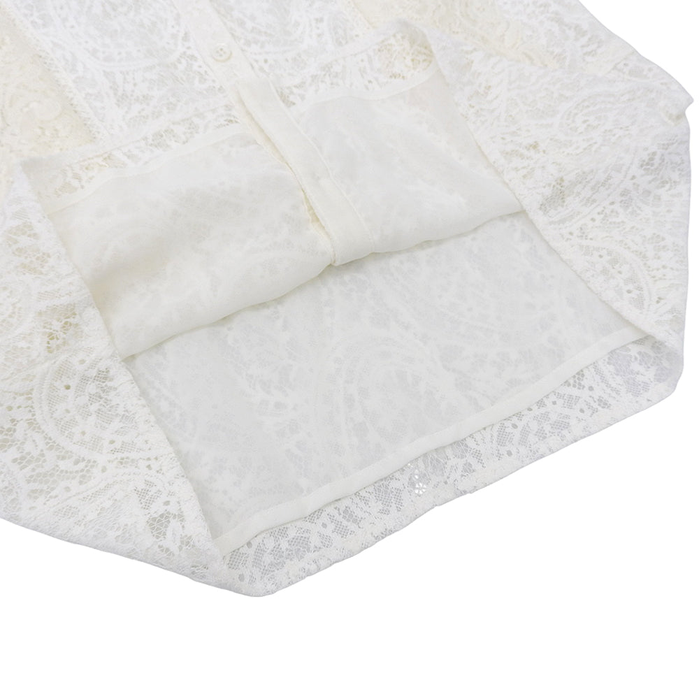 Pinkey & Dianne ピンキー&ダイアン 美品 エクリュ スカラレースブラウス トップス レディース オフホワイト 38 0313110522 23年 トップス 38