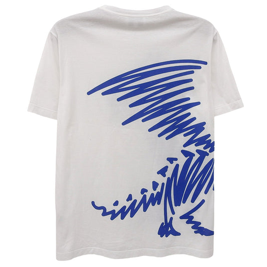 HERMES エルメス コットン100% ドラゴンプリント Tシャツ トップス メンズ ホワイト S 92-5771 トップス