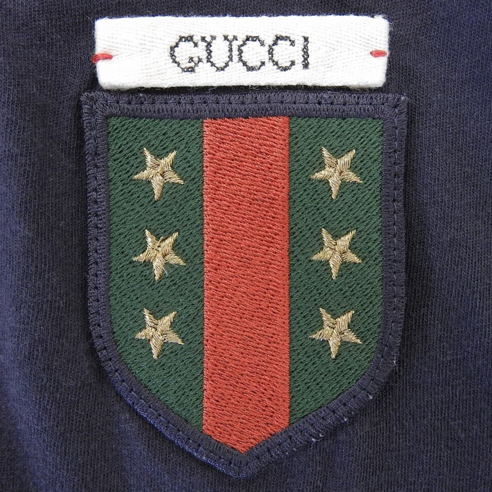 GUCCI グッチ コットン エンブレム Tシャツ トップス メンズ ネイビー S 415708 トップス S