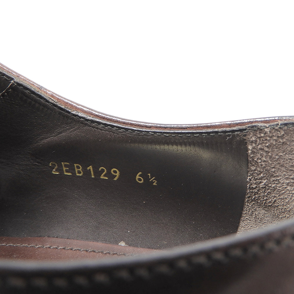 美品 キャップトゥ 内羽根 5アイレット シューズ メンズ レザー ブラウン 6 1/2 2EB129 シューズ 6.5 メンズ