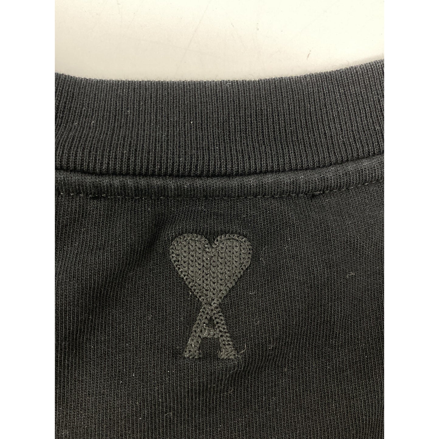 AMI PARIS アミパリス UTS024.726 ブラック コットン ハートロゴ Tシャツ トップス S