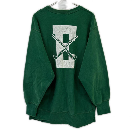 90s USA-Made Green Print Sweatshirt Reverse Weave Top XL Men's