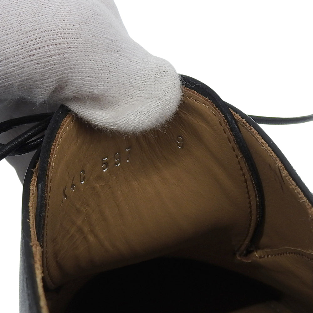 EMPORIO ARMANI エンポリオアルマーニ 新品同様 プレーントゥ レースアップ ドレス シューズ メンズ ブラック 9 X4C597 シューズ 9