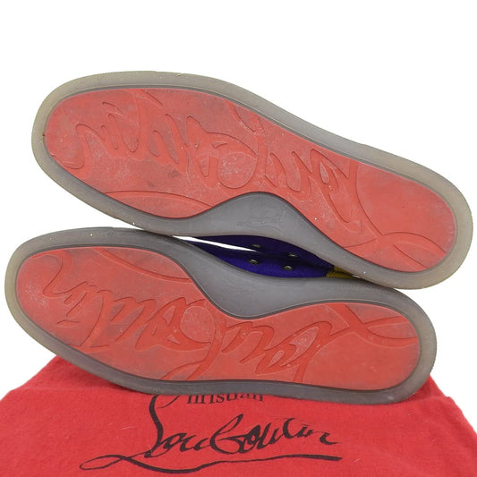 Christian Louboutin 克里斯提·鲁布托 麂皮 铆钉 Louis 高帮运动鞋 男士 紫色×黄色 41 码 鞋履