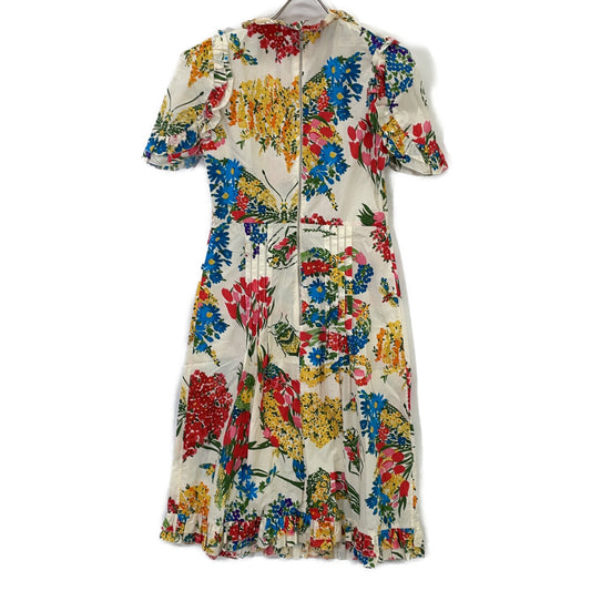 GUCCI 453982 2016 Ivory Flower Print Pearl Button Shirt Dress 38