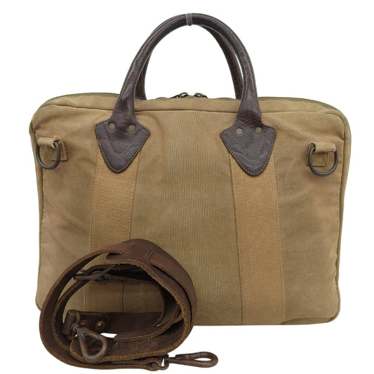 RRL Double RL Canvas x Leather 2-Way Briefcase Business Bag Men's Brown Business Bag Briefcase