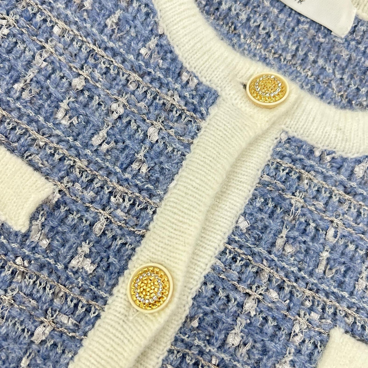 Her lip to Her lip to 1244202171 Blue Tweed Cardigan Jacket Jacket M