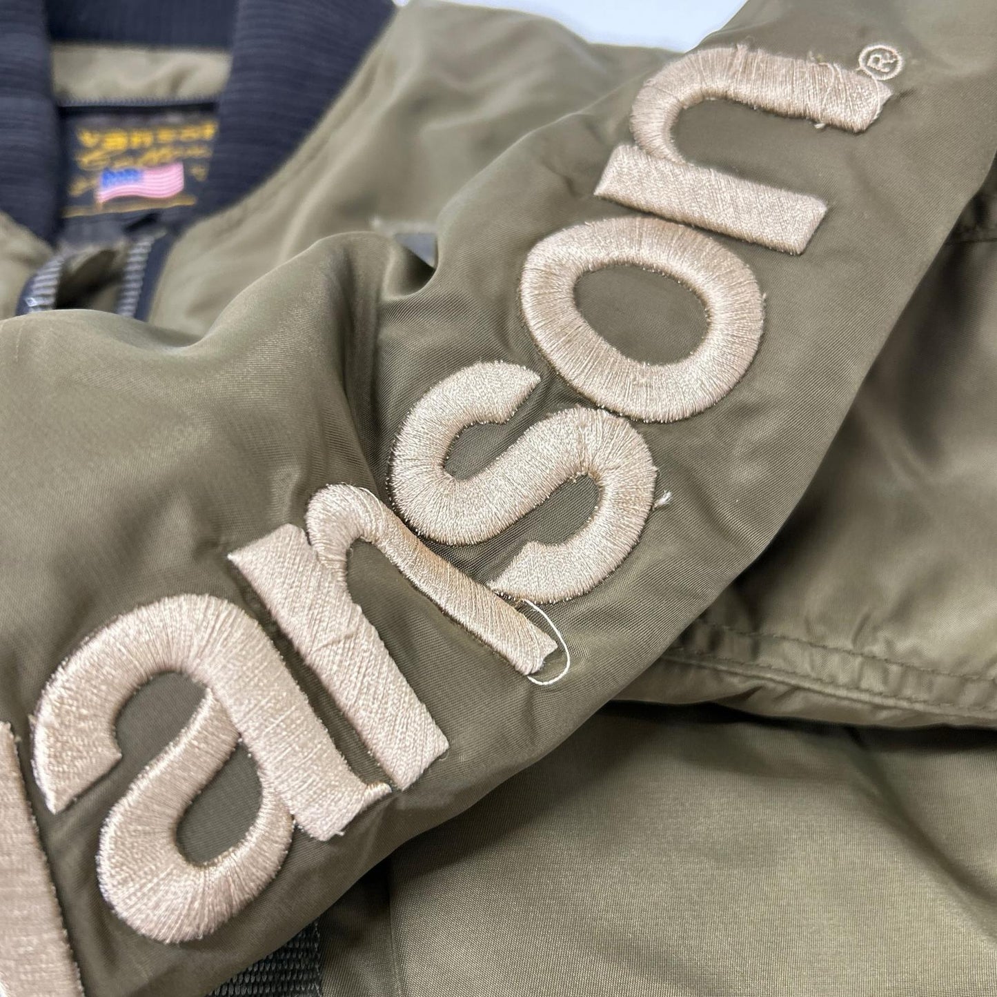 VANSON バンソン NVJK-401 カーキ レザータグ付き MA-1フライトジャケット ジャケット