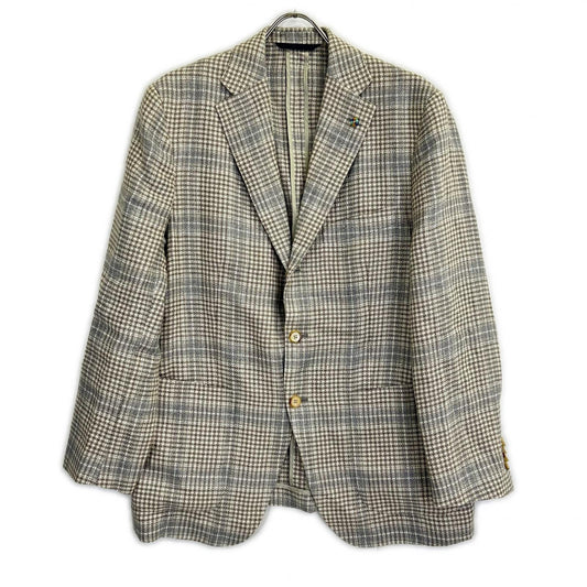 Belvest ベルベスト 美品 G10647 チェック ヘンプ×ウール JACKET IN THE BOX 3Bジャケット ジャケット 50