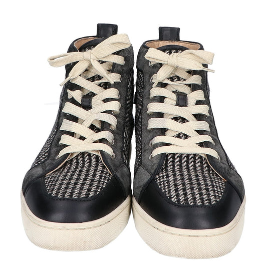 Check Wool x Suede x Leather High-Top Sneakers Shoes 41 1/2 Men's