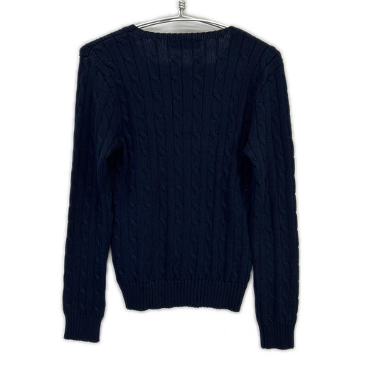 POLO RALPH LAUREN ポロ ラルフローレン ネイビー オレンジスモールポニー Vネック ケーブルニット トップス