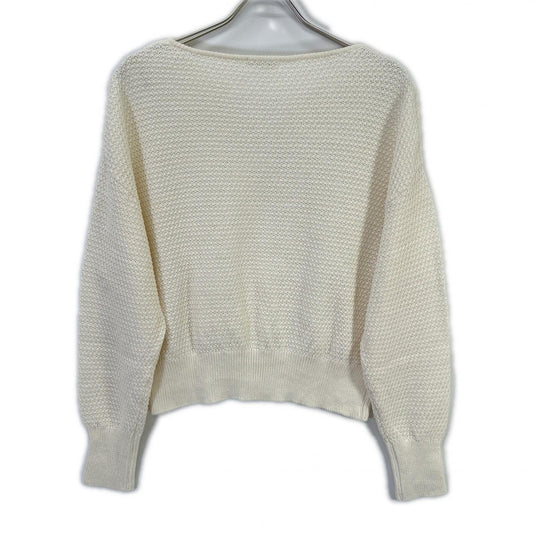 MACPHEE マカフィー ホワイト ギマコットン キーネックプルオーバー トップス