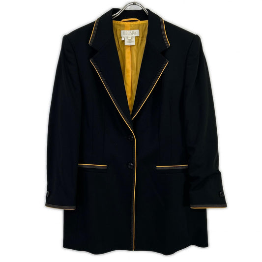 ESCADA エスカーダ ブラック イエローパイピンング テーラードジャケット ジャケット