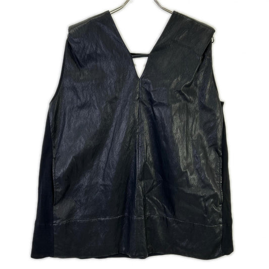 PRANK PROJECT プランクプロジェクト 31251315121 ブラック Front Leather Boxy V Neck Top トップス