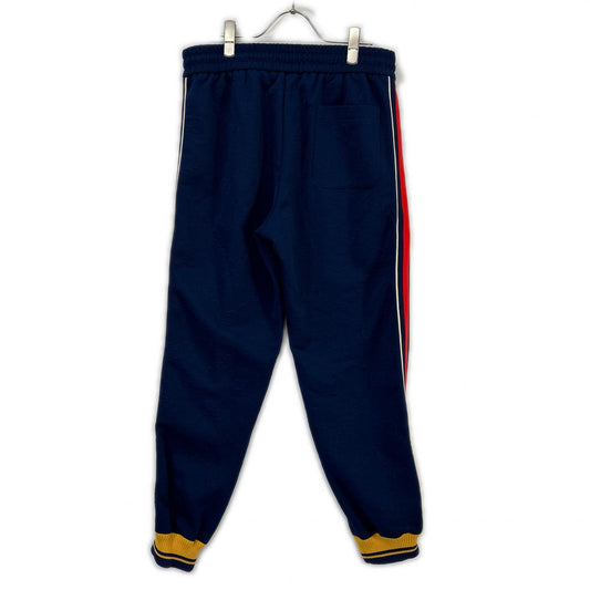 GUCCI グッチ 675143 ネイビー×イエロー GGロゴ ジャカード トラックパンツ ボトムス