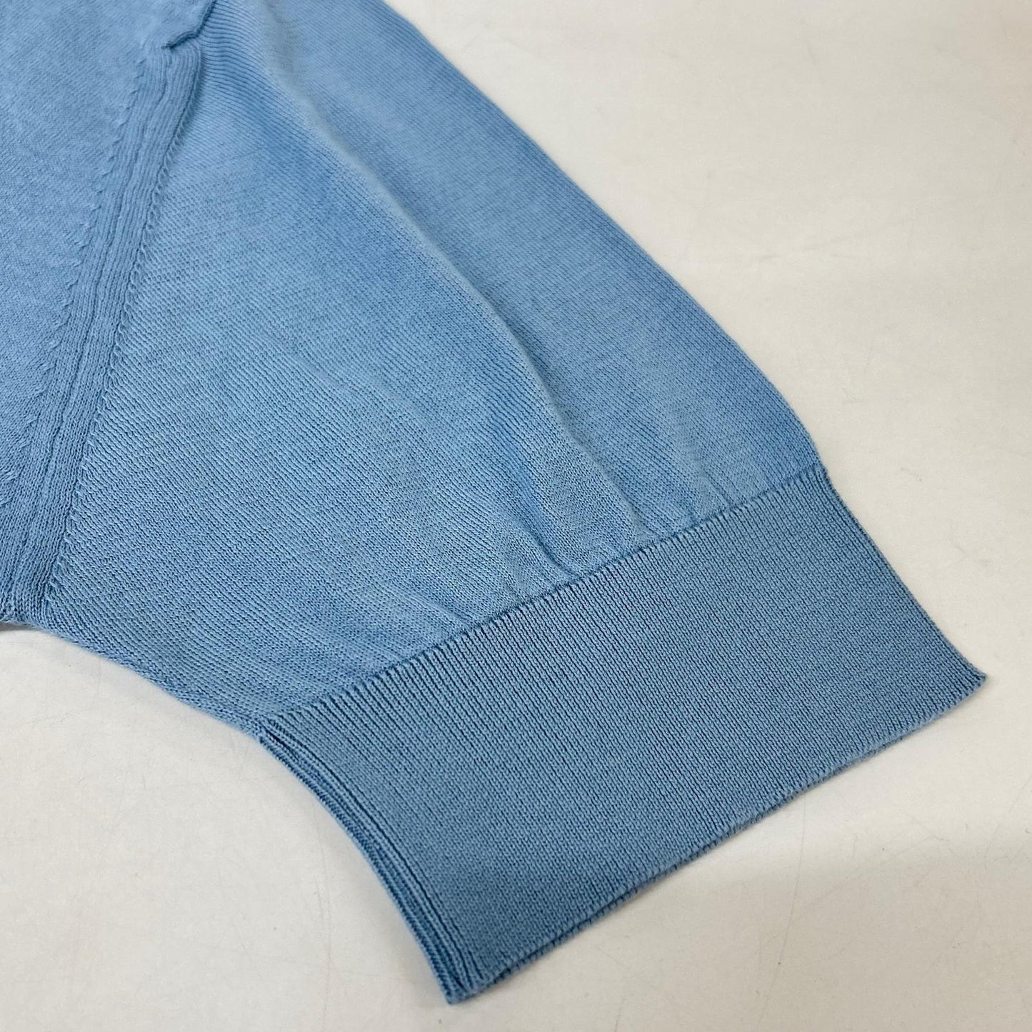 JOHN SMEDLEY ジョンスメドレー ブルー×ベージュ アイランドコットン クレリック ツートーンニットポロシャツ トップス